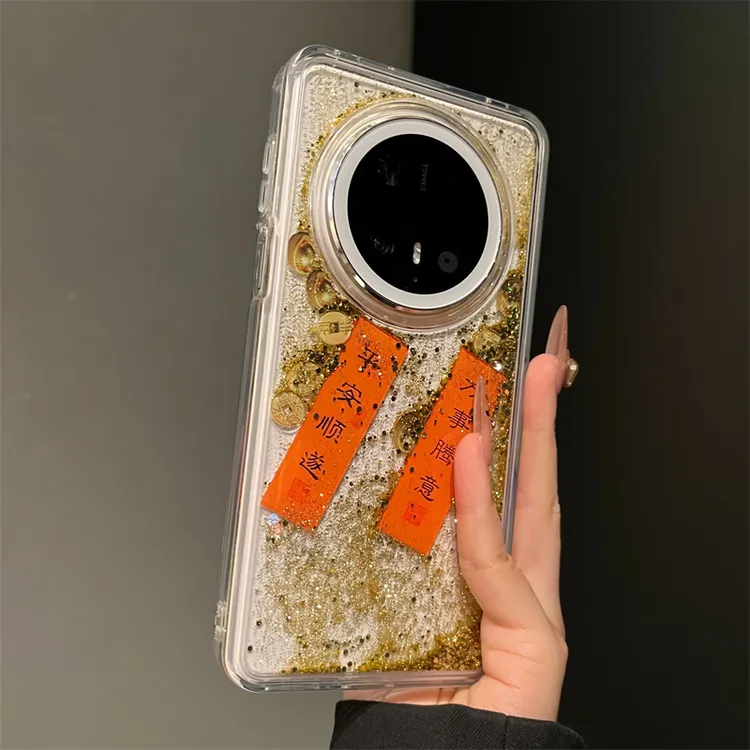 适用华为mate70pro+手机壳p70创意流沙个性文字对联mate60pro女款