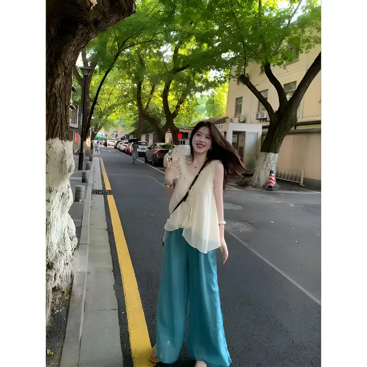 MARIE.COCO夏日清新少女感套装小众设计感吊带上衣松弛感休闲裤潮