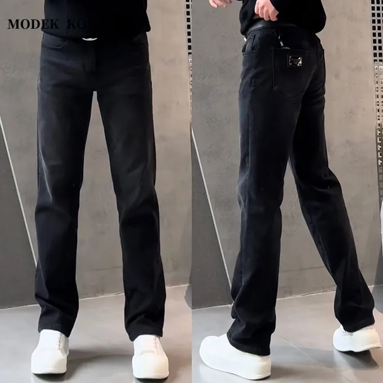 MODEK KODEK新款高品质修身小脚复古纯色长裤春秋潮流牛仔裤男士