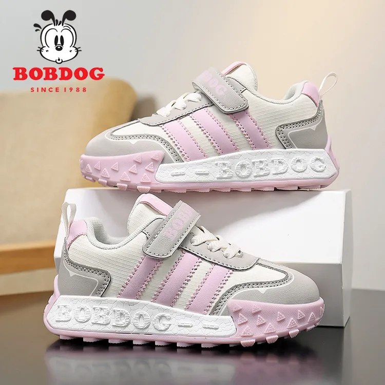 Bobdog/巴布豆女童运动鞋2025春秋新款皮面儿童鞋子女孩跑步鞋潮