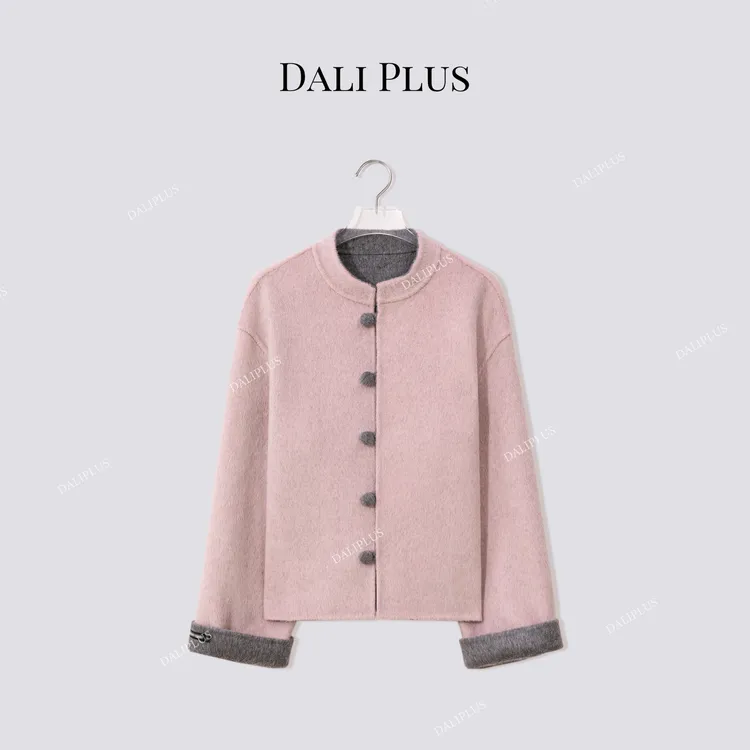 DALI PLUS“两穿”双面两双色100羊毛呢外套-D5CH5216
