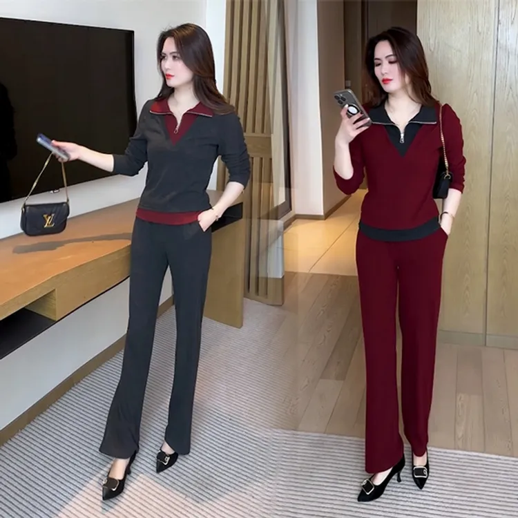 春季新款新中式盘扣穿搭洋气时尚气质休闲减龄套装春秋显瘦长袖