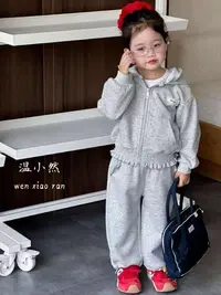 常规款女A类拉链四季通用卫衣儿童套装二件运动童装连帽宝宝