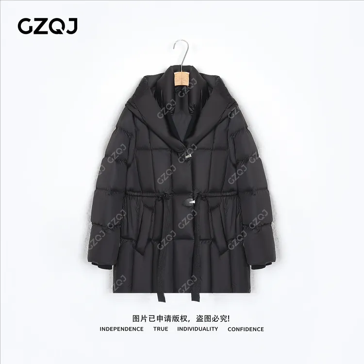 老琴私服【冬日新贵】90鹅绒收腰连帽保暖羽绒服外套女冬款 66627