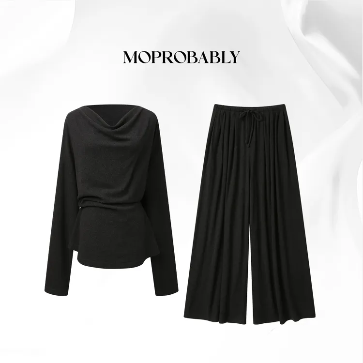 Moprobably贝贝「暖织」极简风百搭T恤休闲裤L5347055+L5351016