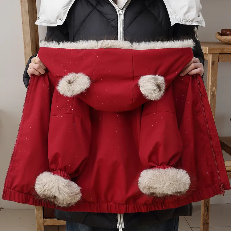 儿童短款少女风加绒加厚款女童韩版棉衣普通外套童装撒银