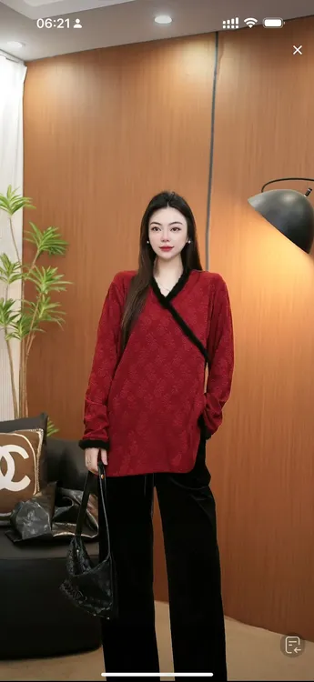 7172#冬季立体小玫瑰花加绒提花国风打底衫