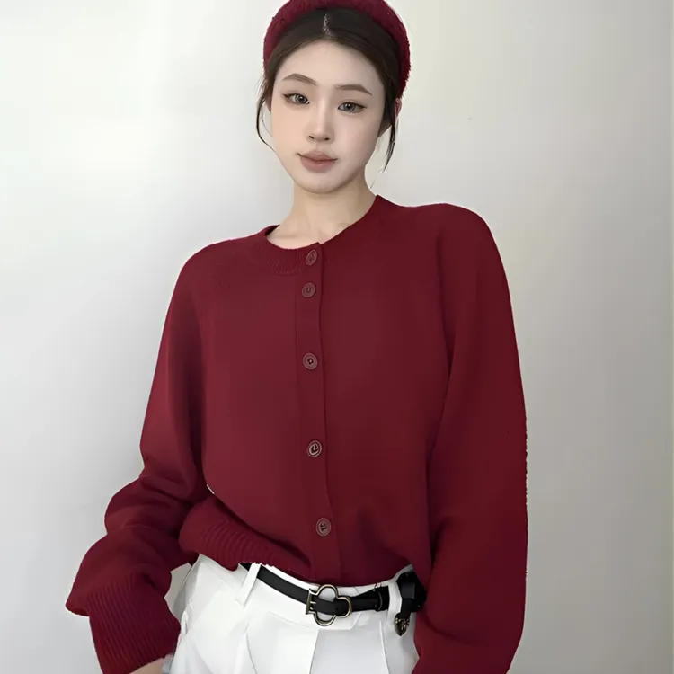 AMASS/阿玛施早春毛衣气质简约圆领开衫阿玛施开衫548033春游