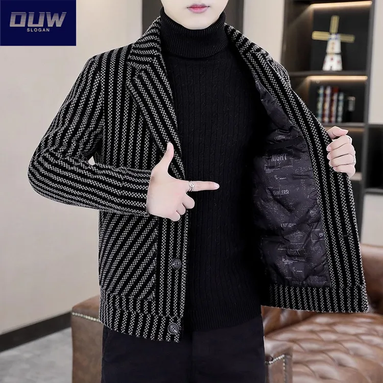 O.U.W羽绒服男装冬季毛呢外套2025新款韩版加厚短款轻熟风夹克ins