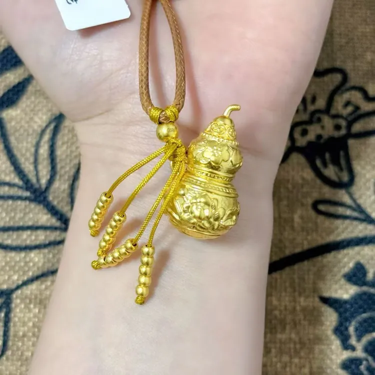 【小鹏黄金】足金999莲花锦鲤鱼葫芦5D工艺吊坠4.24