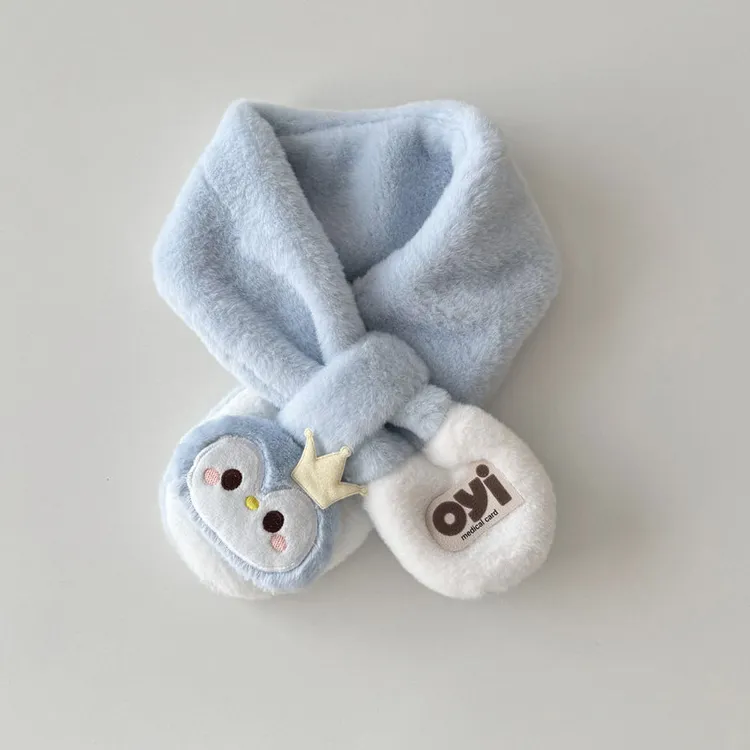 韩版儿童毛绒绒围巾冬季宝宝百搭可爱护颈防风加厚保暖交叉围脖M