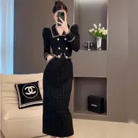 【沐紫】新款法式独特超好看高端精致黑色小香风连衣裙子女6332