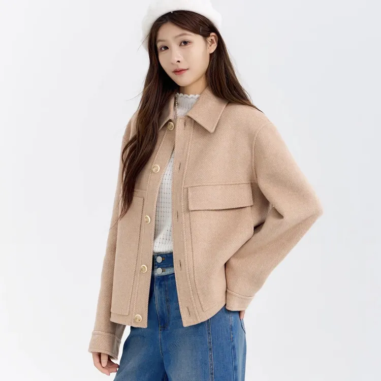 GIRDEAR/哥弟哥弟新款翻领大口袋设计百搭夹克双面尼外套 1400703