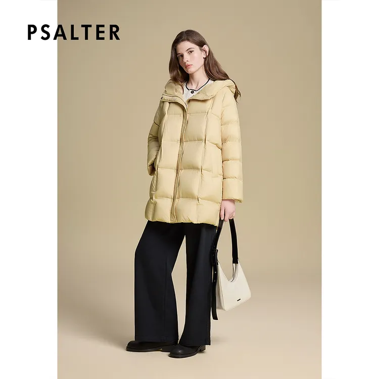 【新国标90鹅绒】诗篇时尚压胶直充鹅绒中长款龟背羽绒服女2025冬