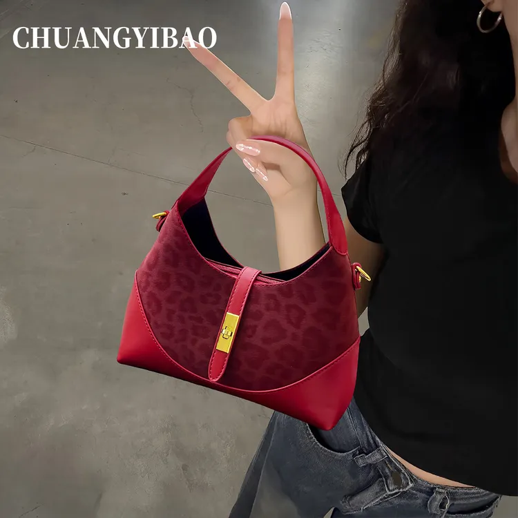 超火豹纹复古小拎包包女2025新款秋冬百搭通勤手提包高级感斜挎包