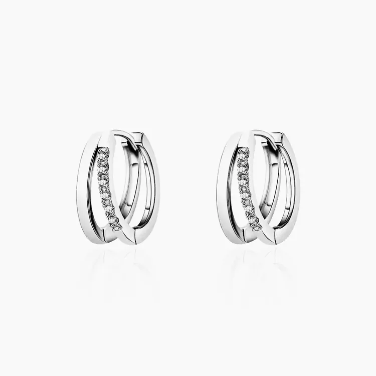 合金耳饰 S925银针耳饰精致双圈耳饰百搭时尚耳扣冷淡风气质轻奢
