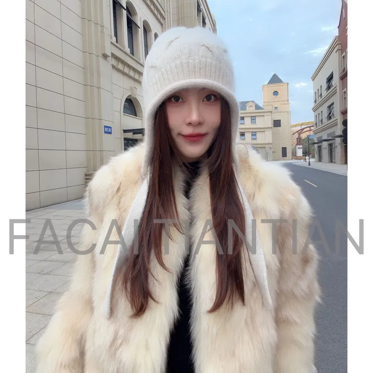 2025高品质羊毛秋冬上班新款帽子女护耳小辫毛线针织女款