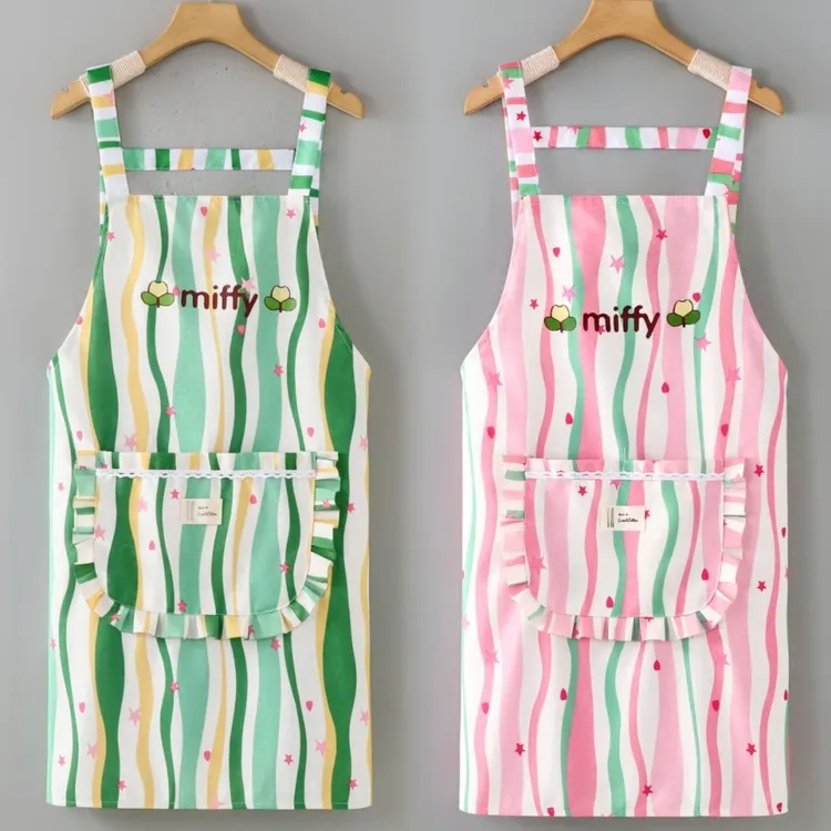 夏季新款多巴胺薄款围裙厨房家用透气防污罩衣耐磨时尚可爱无袖