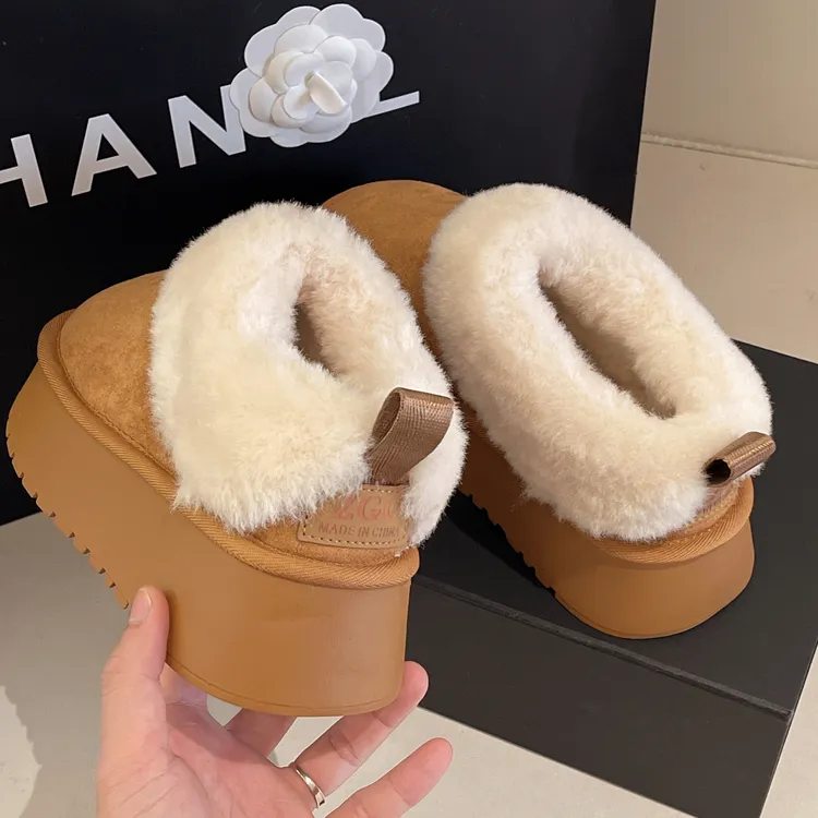 厚底雪地靴女款新款冬季一脚蹬加绒阔腿裤必备鞋棉鞋保暖面包