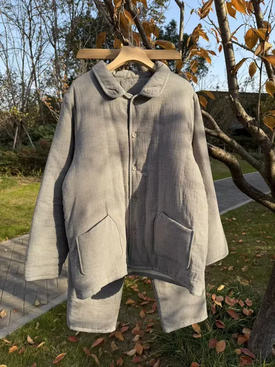 『纱布棉袄』男式秋冬纯棉纱夹棉加厚棉袄家居服MY0198