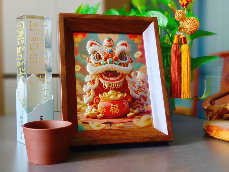 醒狮浮雕画茶室摆台乔迁开业实用礼物