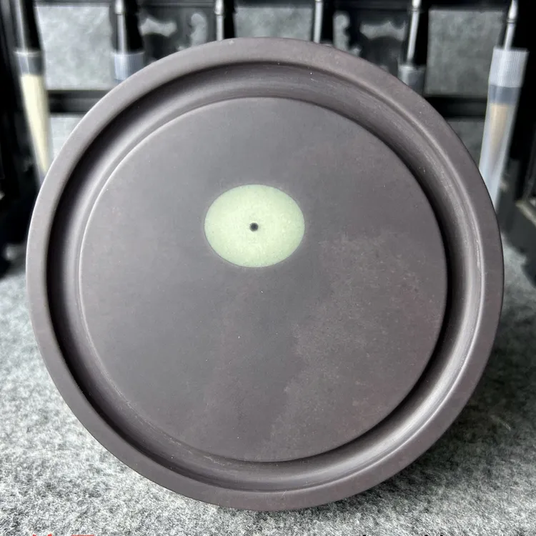 特色原石手工砚台有天然翡翠石眼圆形砚台书法画画研墨实用