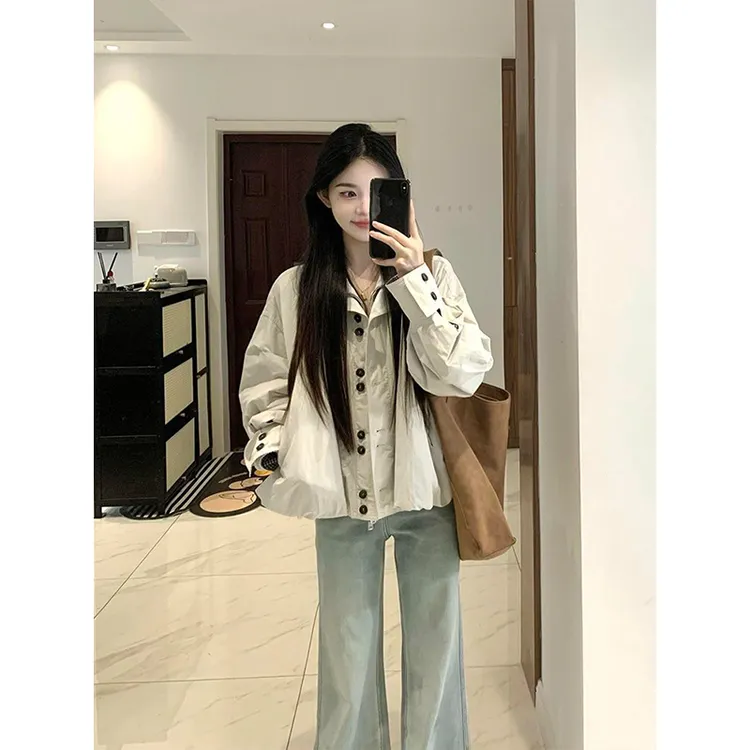 早秋韩系独特漂亮超好看工装外套女新款小个子宽松棒球服夹克上衣