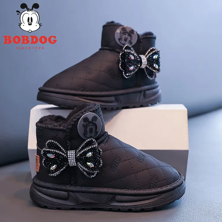 巴布豆品牌儿童雪地靴冬季新款防滑加厚儿童保暖棉鞋防寒女童棉靴