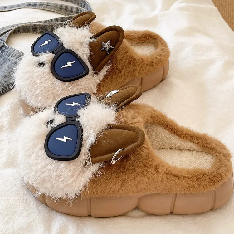 酷狗音乐狗厚底男女情侣棉拖鞋加厚踩屎感舒适防滑居家外穿棉拖鞋