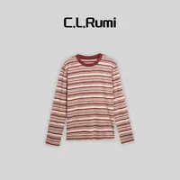 【Rumi精选】“之韵”25春季百搭经典宽松撞色条纹长袖上衣6417sy
