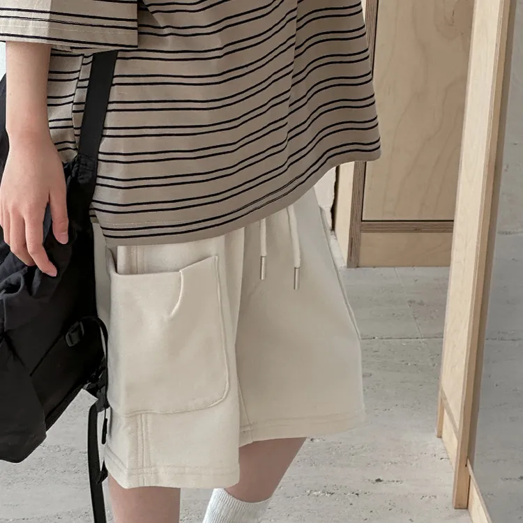 K26178童装女童夏装短裤2025新款儿童裤子贴袋休闲裤针织五分裤潮