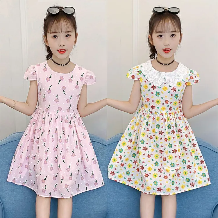 夏装新款印花2025儿童小女孩背心裙连衣裙女童棉布短袖卡通洋气