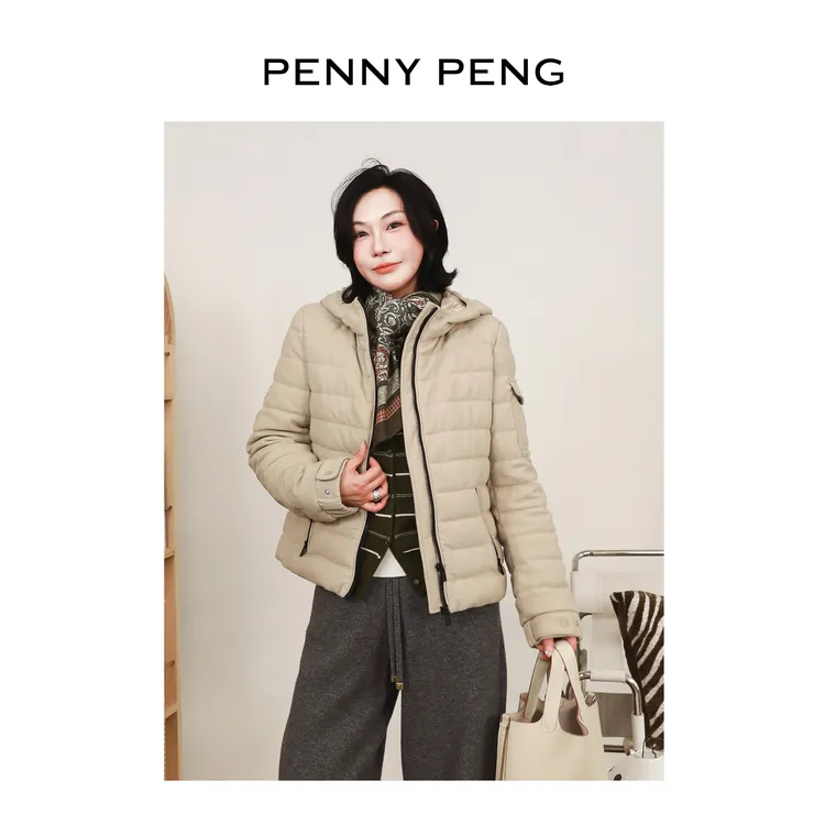 PENNYPENG排骨鹅绒 秋冬新款经典轻薄设计师连帽鹅绒服保暖短外套