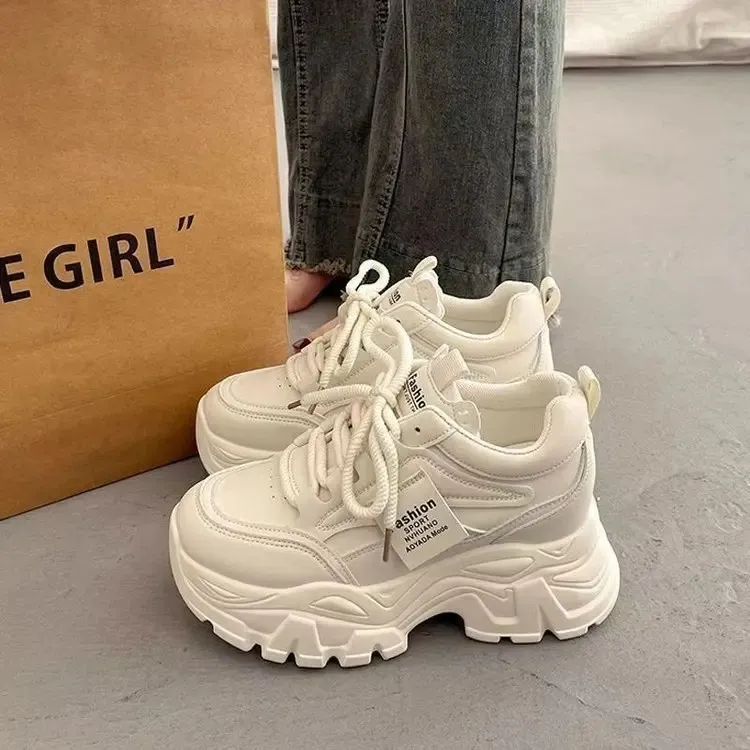 新百伦爆款松糕厚底老爹鞋女小个子增高2025新款欧货秋季白休闲鞋