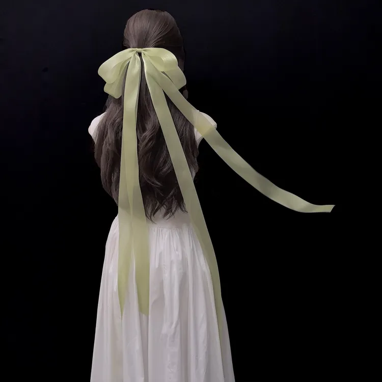 超大蝴蝶结长飘带发夹薄纱古风甜美发饰女头饰氛围感仙气弹簧夹