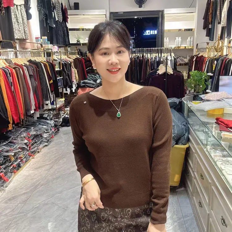 5-6326一字领毛针织衫53长