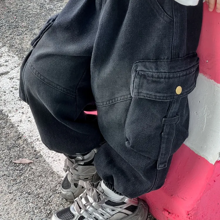 男童早秋裤子韩版儿童春秋牛仔裤2025新款灯笼裤宝宝潮帅工装长裤