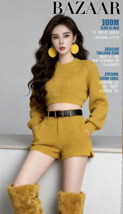 K302性感风短款通勤风减龄高腰气质上衣短裤两件套