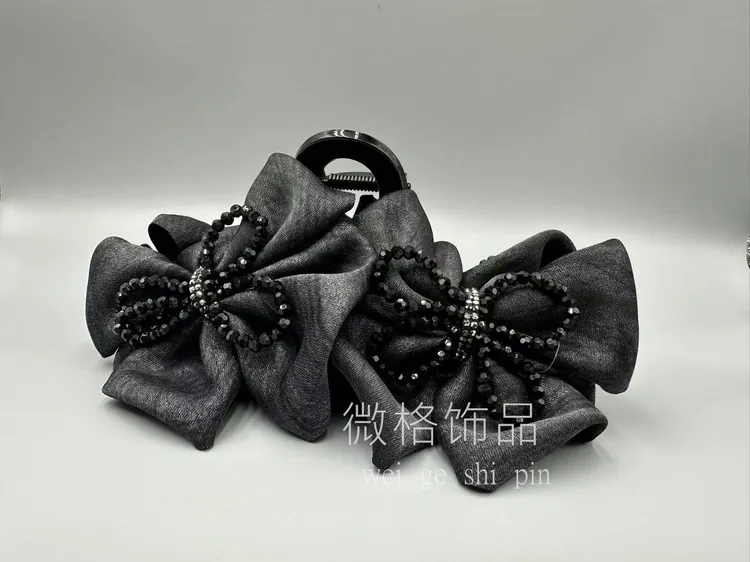 021 高级感蝴蝶结水晶大号夹后脑勺鲨鱼蝴蝶结优雅夹气质韩国