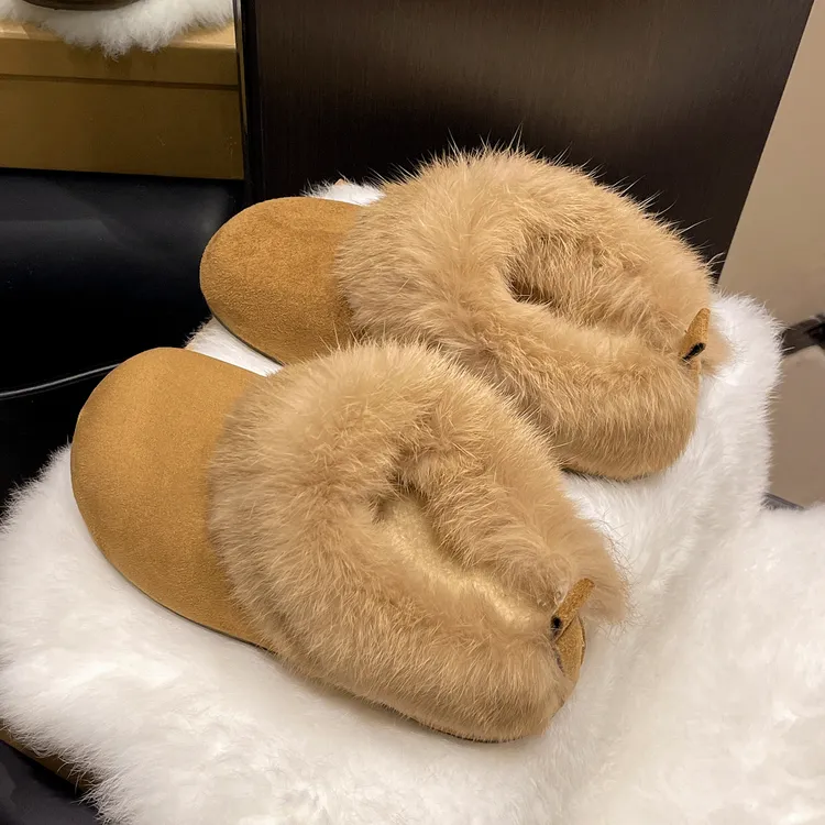 新款百搭厚底加绒勃肯鞋包头半拖鞋外穿2025新款秋冬天毛毛棉拖鞋