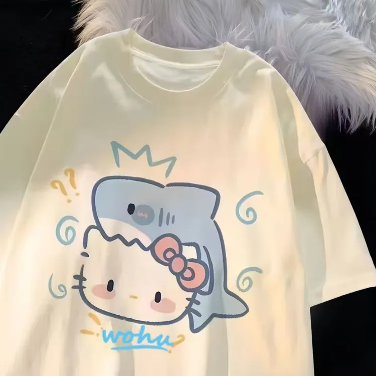 女童短袖t恤夏季新款洋气可爱卡通儿童纯棉百搭宽松中大童上衣潮