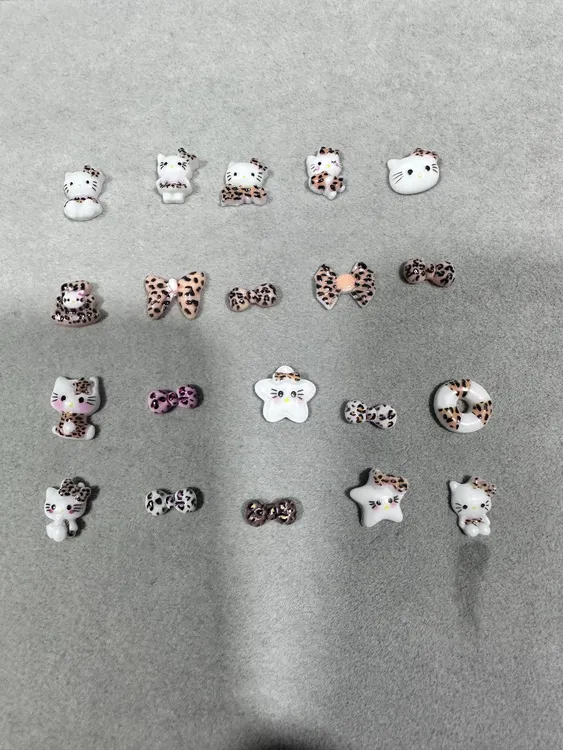 MM【豹纹猫饰品】美甲饰品猫秋冬款秋季美拉德黑白卡通可爱