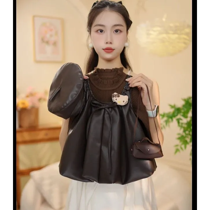 秋季新品女童时尚美拉德背心花苞裙加厚洋气秋款裙子XY2595