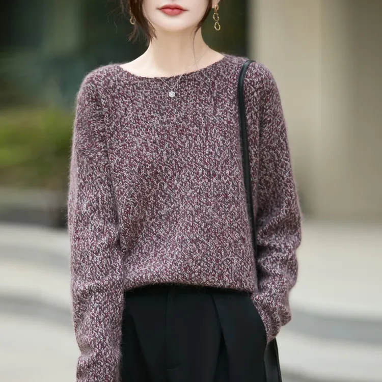 哥弟阿玛施正品秋季新款软糯花纱宽松女毛针织衫减龄休闲百搭毛衣