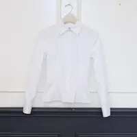 2509024【壁虎姐】GECKO新款 白色翻领修身后背系绳设计长袖衬衫