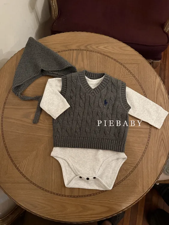 Pie baby-老钱风宝宝马甲秋冬款针织背心婴童ins纯棉毛织保暖坎肩
