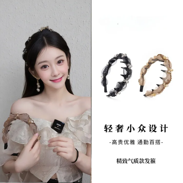 轻盈日常百搭高颅顶发箍百搭双色休闲气质小众高级感时尚压发头箍