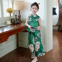 女童国风套装2025夏季新款新中式古风改良汉服旗袍上衣儿童两件套