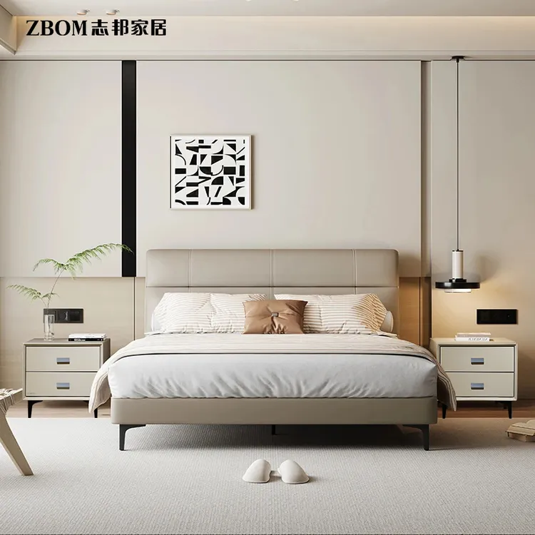ZBOM/志邦法兰菲【时乐】头层牛皮床主卧极简大床轻奢简约卧室o