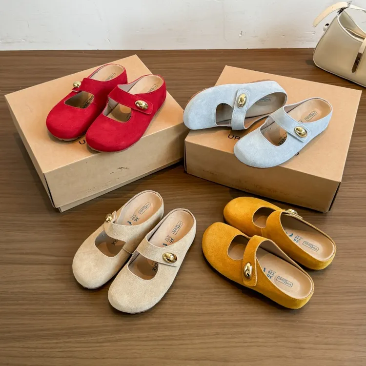 牛皮版~内增高勃肯包头半拖鞋女夏外穿2025新款厚底一脚蹬凉拖鞋